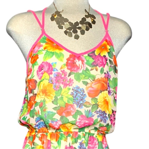 NEW LULUMARI Pink Floral Multicolour Design Maxi Dress Size L. - Picture 6 of 15